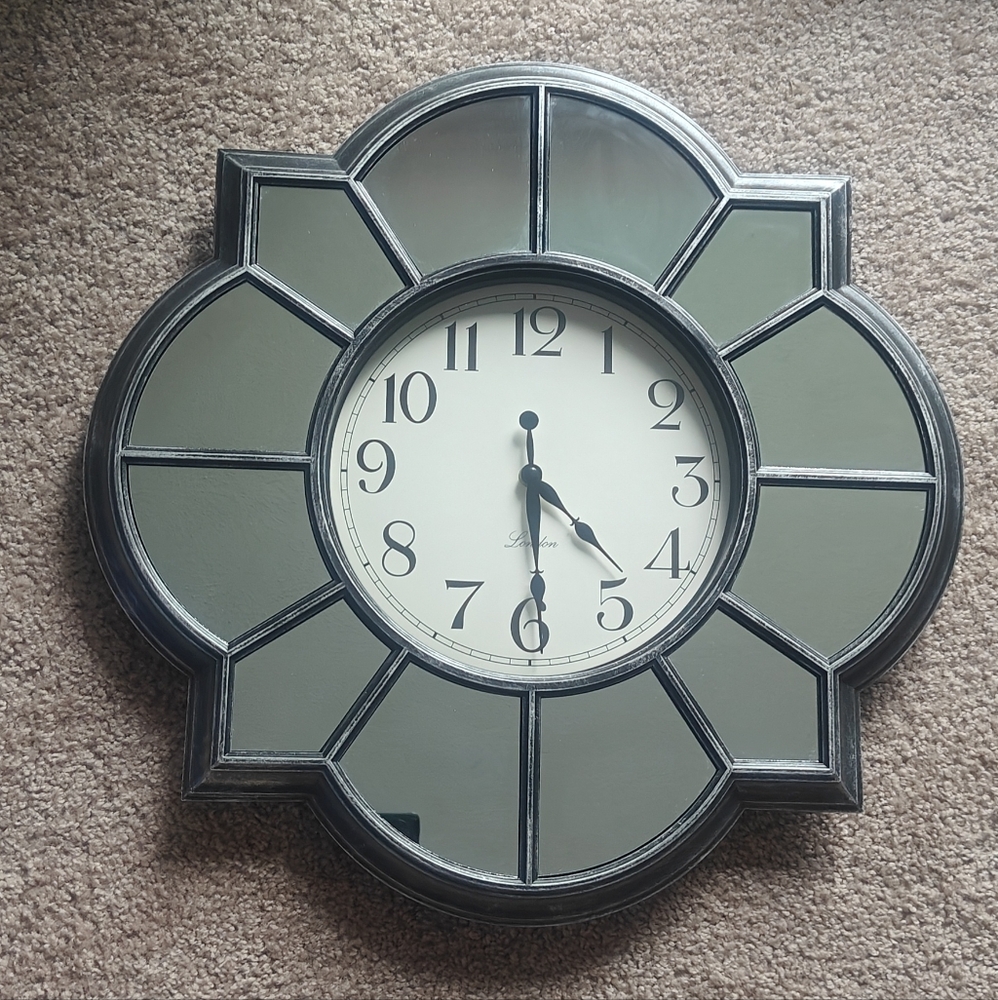 Mirrored Wall Clock, Approx. 20" x 20"